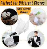 Ruvanti 24 guantes de trabajo 100% algodón blanco para hombres y mujeres. Perfecto para eccema, manos secas, hidratación, forros, jardín. Tela suave, transpirable, lavable y elástica para múltiples usos. 12 pares, mediano