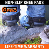 Rodilleras CARIB Gear para hombres y mujeres trabajadores, construcción de rodilleras, para suelos de techos, antideslizante, doble cojín extra de gel, rodilleras con guantes ligeros y gafas de seguridad (grises y negros) gafas y guantes de cuero, soporte
