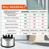 SHARPAL 191H Afilador de cuchillos y tijeras de chef de cocina para cuchillos rectos y dentados, herramienta de afilado de cuchillos de 3 etapas que ayuda a reparar y restaurar las cuchillas