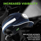 Gorra de Seguridad con iluminación LED, Gorro de Seguridad Transpirable, Ligero, Duro para Hombres y Mujeres, Recargable por USB, Color Azul Marino (Micro ala con iluminación LED)