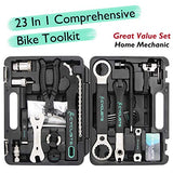 Kit de herramientas de reparación de bicicletas de 23 piezas, compatible con caja de herramientas de reparación de bicicletas, juego de herramientas de mantenimiento de bicicletas de montaña/carretera con estuche de almacenamiento (negro)