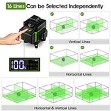 Nivel láser autonivelante, Elikliv Green Beam 4D Herramienta de nivelación y alineación de cuatro planos con batería recargable, línea vertical y horizontal de 360° con bolsa de transporte kit de herramientas láser