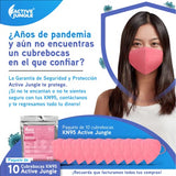 Active Jungle | Kit 10 Cubrebocas KN95 Adulto Rosas | 5 Capas Termoselladas con Garantía de Fabricación | Mascarillas de Seguridad | Diseño Ergonómico con Cómodo Puente Nasal y Elásticos Suaves | Protección contra Virus, Micropartículas y Gotículas de Tos