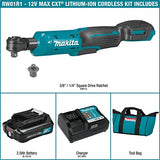 Juego de herramientas Makita RW01R1 12V max CXT® Litio-Ion Inalámbrico 3/8" / 1/4" Sq. Kit de trinquete de accionamiento (2.0Ah)