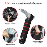 COITEK Mango portátil de soporte para vehículos, 3 en 1, mango de asistencia de coche para personas mayores, mango de ayuda para puerta automotriz con cortador de cinturón de seguridad, interruptor de ventana de pie, ayuda de movilidad para coche (rojo)