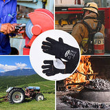 Guantes de soldador de cuero vacuno superior de 14 pulgadas, resistentes al calor, guantes ignífugos, guantes para forja/parrilla/barbacoa/estufa/horno/chimenea/soldador Tig/horneado/jardinería/manipulación de animales con manga larga de 5.7 pulgad