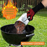 Guantes ignífugos para barbacoa, guantes resistentes a los cortes a la parrilla, guantes resistentes al calor, guantes de horno de silicona antideslizantes, guantes de cocina seguros para la cocina para guantes de horno, barbacoa, cocina, freír, 13.5 pulg