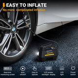AstroAI Inflador de Llantas Digital Automatico, Compresor de Aire Portatil para Auto 12V con Bomba Electrico con Pantalla LCD, Luz LED, Kit de Adaptadores y Fusible AMARILLO