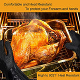 TUNGTAR Guantes de parrilla de barbacoa para freidora de pavo, 17 pulgadas, 1222 °F, guantes a prueba de calor para ahumador, barbacoa, horno para manejar alimentos calientes en freidora, parrilla, manga larga ignífuga