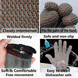 BCPPO Guantes de Trabajo Anticorte Guantes De COTA De Malla De Acero Inoxidable, Guantes Resistentes A Los Cortes De Trabajo Seguro para El Matadero del Taller De Reparación De Máquinas, 5 Tamaños