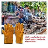 Guantes de soldador de cuero duraderos impermeables Guantes de seguridad de trabajo anti-calor for soldadura de herramientas manuales de metal Resistencia extrema al desgaste