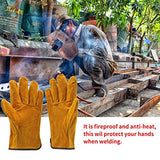 Guantes de Soldador de Cuero de Vaca duraderos a Prueba de Fuego, Guantes de Seguridad en el Trabajo Anti-Calor para soldar Herramientas de Mano de Metal (al Azar)