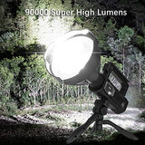 Linterna recargable de alto lúmenes, 90000 lúmenes LED superbrillante, 4 modos IPX5 luces de trabajo impermeables para senderismo, camping, caza y emergencias con trípode y salida USB