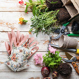 Jan & Matt Guantes de Poliester Floridos de Jardin con Revestimiento de Nitrilo, Guantes para Mujeres, Varios Colores, 6 Pares, Mediano