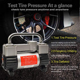 GSPSCN Inflador de neumáticos plateados de alta resistencia con bolsa portátil, bomba de compresor de aire de metal de 12 V, 150 PSI con adaptador para coche, camión, SUV, lancha, cama de aire, etc