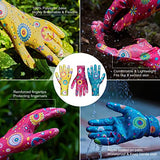 PROMEDIX Guantes de Trabajo para jardín de nitrilo Transparente, con Recubrimiento Flexible, Ligeros, Transpirables, se Ajustan a la mayoría de los tamaños de Guantes de jardín, 3 Pair
